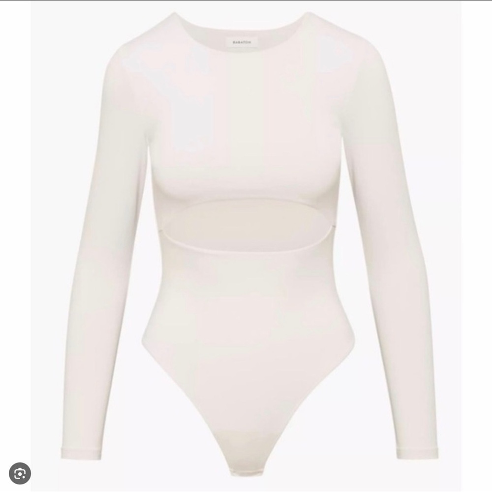 Aritzia Babaton Segovia iced lavender cut out long sleeve contour fit bodysuit L
